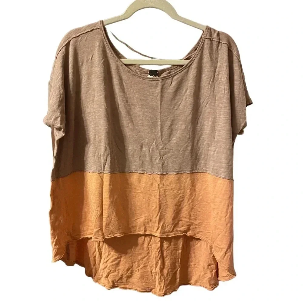 FREE PEOPLE MIDNIGHT COLOR BLOCK TEE